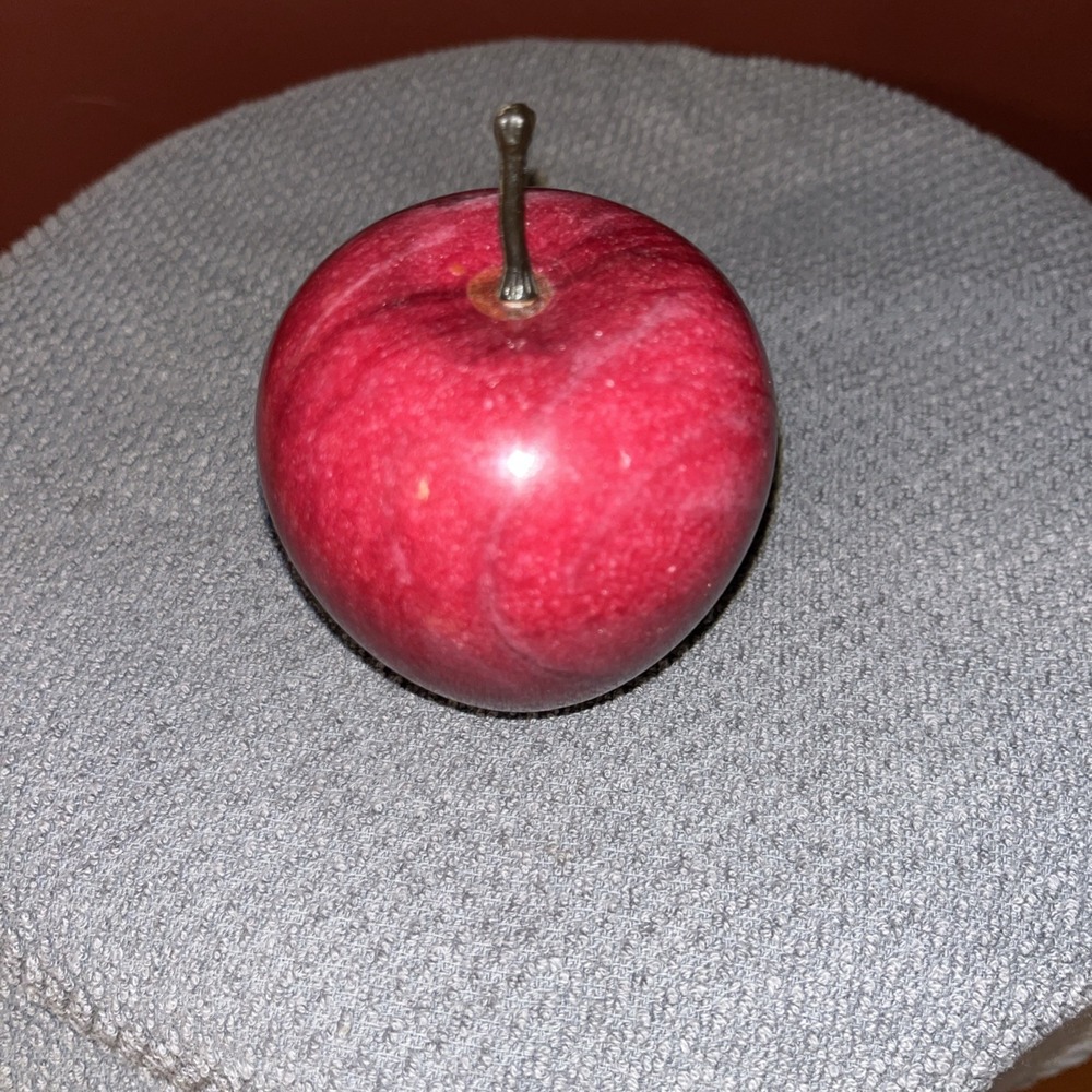 Vintage 3" Red Apple Marble Paperweight Albert E. Price Products Teacher Gift